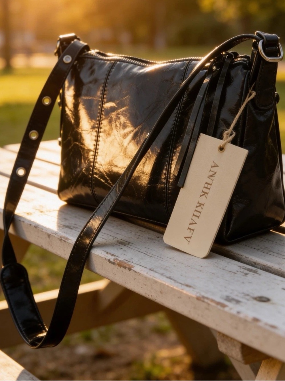 Antik Kraft Black Patent Leather Crossbody Bag NWT Y2K Shoulder Purse